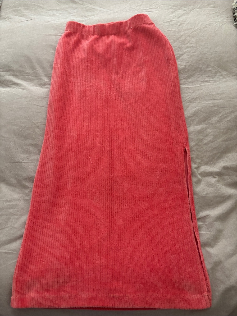 Free People Coral Ribbed Maxi Skirt with Side Slit